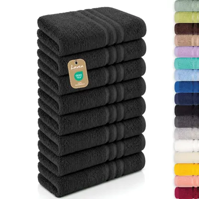 Produktbild von Lavea® 8er Set Handtücher 50x100 cm - Elena, 100% Baumwolle, Saugstark & Weich, Waschbar, Trocknergeeignet, Frottierhandtuch - Anthrazit