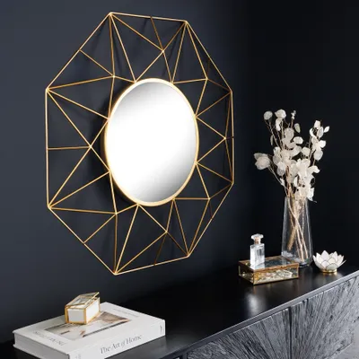 Produktbild von riess-ambiente Spiegel DIAMOND L 80cm gold aus Eisen im Retro Design Wamdspiegel Dekospiegel Hängespiegel