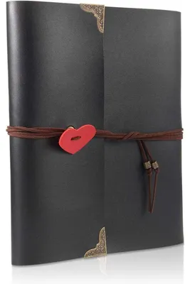 Produktbild von Fotoalbum Scrapbook Leder Vintage 60 Schwarze Seiten DIY Gästebuch Geschenk Groß 27x24cm