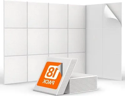 Produktbild von Famanu Akustikpaneele Selbstklebend - Geräuschdämmend - 30 x 30 x 0,9 cm - Weiß