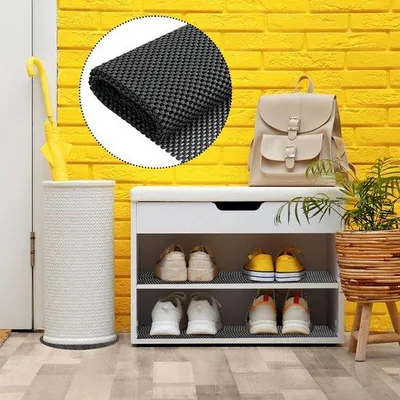 Image de Tapis antidérapant, mailles PVC, 50 x 200 cm, noir, imperméable, usage universel