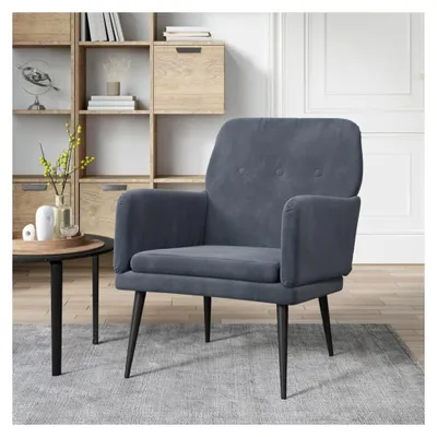 Produktbild von Sessel Dunkelgrau 62x79x79 cm Samt, Wohnzimmerstuhl, Lesesessel, Stillsessel, Fernsehsessel