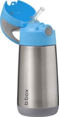 Produktbild von Thermoskanne Thermosflasche Isolierflasche Silikonstroh 350 ml Blau Slate BBox