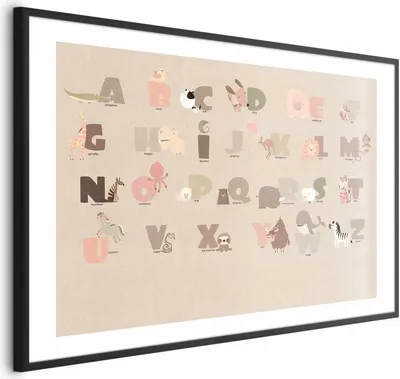 Immagine prodotto di Poster Beige abecadlo 90x60 cm con cornice nera con margine