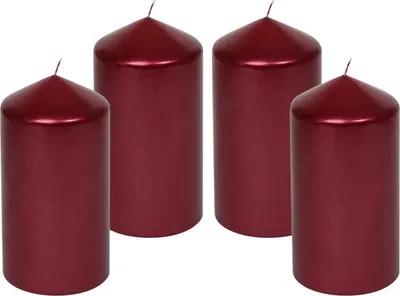 Produktbild von 4er Set Adventskranzkerzen "Edelglanz" Altrot 15 x 7,7 cm, Qualitäts Kerzen, Tropffrei, Rußfrei