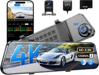 Image de Kit double caméra pour voiture – Caméra embarquée Full HD – Objectif grand angle – Vision nocturne – Détecteur de mouvement – Mode stationnement – Enregistrement en boucle – Compatible avec les cartes SD
