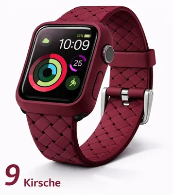 Produktbild von Apple Watch Silikon Armband + Case Bumper Hülle - Für Apple Watch 44 mm, 9# Kirsche