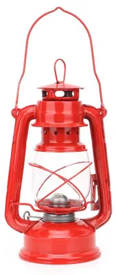 Vintage Kerosinlampe, rot, Eisen & Glas, hängend, 1 Stück