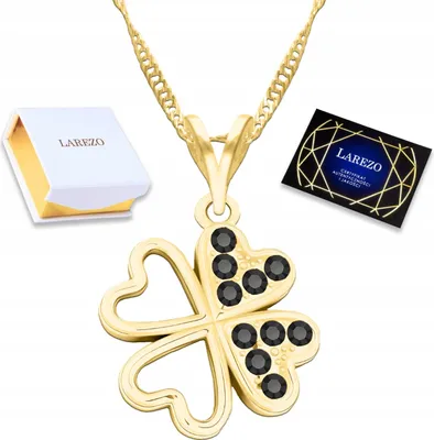 Image de Collier en or avec fleur de trèfle du bonheur Argent noir 925