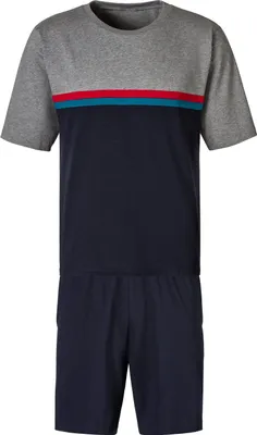 Produktbild von LE JOGGER Pyjama 2 -teilig grau-meliert-navy Größe 48/50