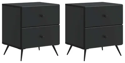 Productafbeelding van Nachtkastje 2 pcs Zwart 43 x 34,5 x 47,5 cm Bewerkt hout