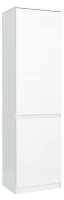Image de Armoire étroite à 2 portes et 5 compartiments, idéale pour l'entrée, de couleur blanche, dimensions : 50,2 x 38,5 x 180,5 cm