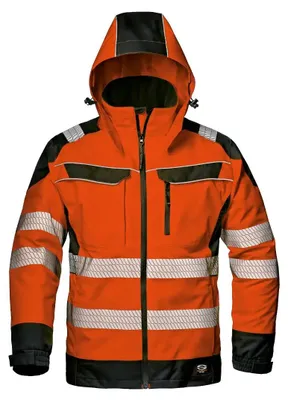 Immagine prodotto di Giacca di sicurezza da uomo Sir Safety Andromeda, impermeabile con cappuccio staccabile, XXL, ARANCIONE ALTA VISIBILITÀ/NERO