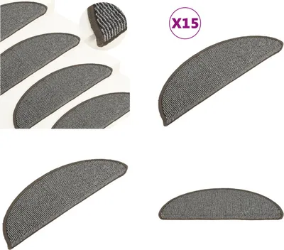 Image de vidaXL Tapis d'escalier 15 pcs. Gris 56x17x3 cm - Tapis d'escalier - Tapis d'escalier - Tapis de marche