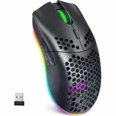 Produktbild von RGB Gaming Maus Kabellos Wireless Laut Maus Beleuchtung Plug & Play Gaming-Maus (Funk, 2.5G, USB-Dongel, Kabelgebunden Aufladbar, Drahtlos, Optische)