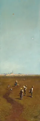 Produktbild von Carl Spitzweg Kunstdruck Bild - Drachensteigen, 1880-1885 (91 x 30 cm)