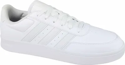 A white Adidas sneaker is shown against a white background.