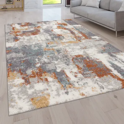 Image de Tapis à poils longs pour salon Shaggy Moderne Vintage Motif abstrait Dimensions 80 x 150 cm