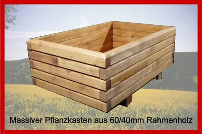Produktbild von Massiver Pflanzkasten 60x40mm lasiert Außenmaße 140 x 40 x 48 cm Blumenkasten Hochbeet Pflanztrog Nr. PK - REAL-145