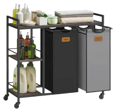 Produktbild von Wäschekorb – Wäschesammler – Wäschetrenner – 2 Fächer – 87 x 33 x 80,5 cm