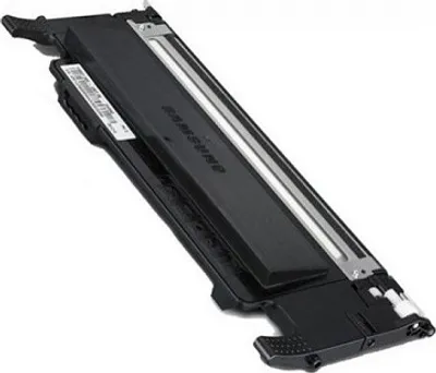 A black toner cartridge for a printer, shown against a white background.