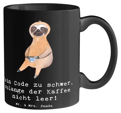 Produktbild von Mr. & Mrs. Panda Kaffeetasse Code und Kaffee - Schwarz - Geschenk, Softwareentwickler, kreative Geschenke, Programmierer, Trinkbecher, Berufsprodukte, Programmierung