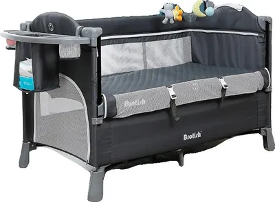 Obrázek produktu pro Dětská postýlka, multifunkční design, přenosná a nastavitelná, šedá barva