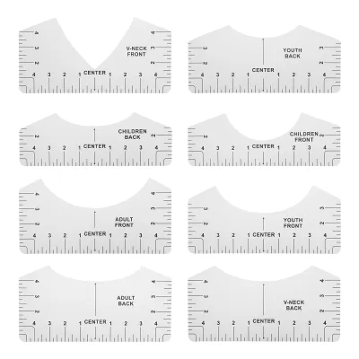Immagine prodotto di Strumento di allineamento del righello per magliette, calibrazione del collo rotondo e guida di allineamento del cucito per la progettazione di capi d'abbigliamento (bianco)