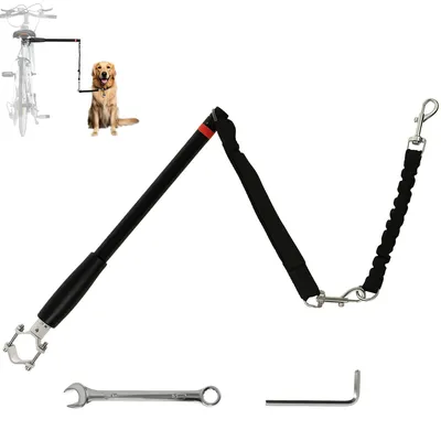 Produktbild von Fahrradleine für Hunde - Fahrradhalterung für Hunde - Trainingsleine - Edelstahl - Schwarz