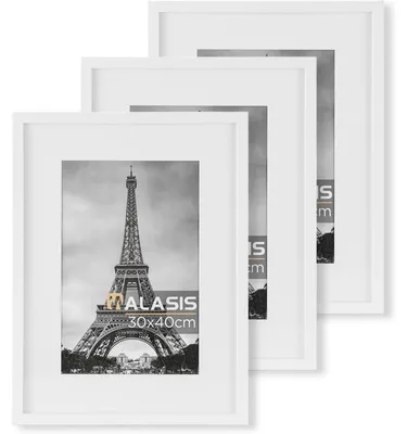 Produktbild von Bilderrahmen 30x40 cm Weiß 3er Set Holz mit Acrylglas