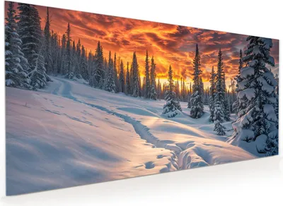 Produktbild von Küchenrückwand Spritzschutz Glas mit Motiv Winter Sonnenuntergang 40 x 40 cm
