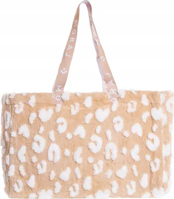 Image de Sac cabas beige - beige - à pois - en peluche - grand sac de courses