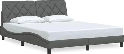Imagen del producto de Estructura de cama sin colchón, color gris oscuro, 160x200 cm, tapizada
