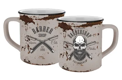 Produktbild von Tasse Barber Skull Emaille-Optik 400ml