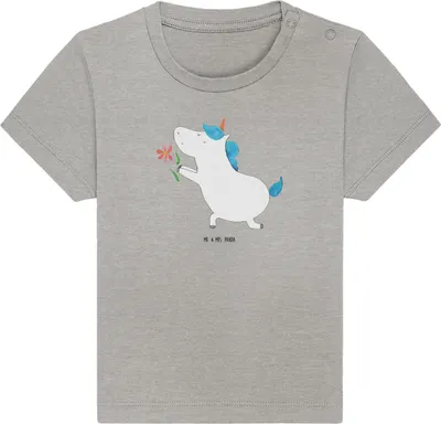 Produktbild von Mr. & Mrs. Panda  T-Shirt Einhorn Blume 24. - 36. Monat - Heather Grey - Geschenk, Einhörner, Unicorn, Freund, Freundin, Baby Shirt, Liebe, Babyshirt, Baumwollshirt