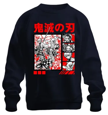 Produktbild von 鬼滅の刃 Dämonenjäger Anime Manga Tanjiro Nezuko Inosuke Zenitsu Sweatshirt Pullover, Navy, M