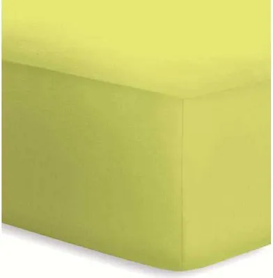 Produktbild von Schlafgut Jersey-Elasthan Spannbettlaken Topper 100% Baumwolle Spannbetttuch Rundumgummi Elastisch und bügelfrei 160x200 cm Kiwi