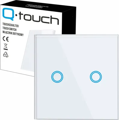 Produktbild von Glas Touch Lichtschalter Wandschalter 2-Fach Schalter LED weiß