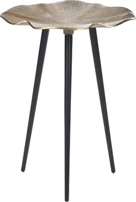 Produktbild von BELIANI Beistelltisch Gold Metall Blattform 37 cm mit Schwarzen Füßen Retro Dreibeinig Wohnzimmer Ausstattung Möbel Blumenständer