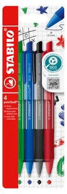 Produktbild von STABILO Kugelschreiber pointball colorful Schreibfarbe blau 4 Stk.