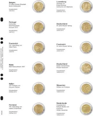 Produktbild von Lindner MU2E9 Multi Collect Vordruckblatt für 2 € Gedenkmünzen: Belgien 2012 - Niederlande 2013