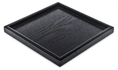 Image de Plateau antidérapant - Plateau en bois - Plateau noir - Plateau carré - Plateau 30x30 - Convient pour la maison et le restaurant - Plateau de service