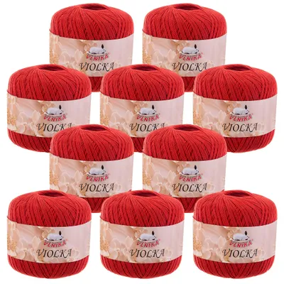 Produktbild von 10 x 50g Vlnika Violka Häkelgarn recycelte Baumwolle Klassikgarn Filetgarn uni