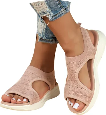 Produktbild von ASKSA Damen Sandalen Sommer Mesh Orthopaedische Schuhe Bequeme Slingback Muffin Weiche Sohle Sommerschuhe Sandalen Damen Sommer Bequem Elegante Plateau Sandalen, Rosa, Groesse: 42