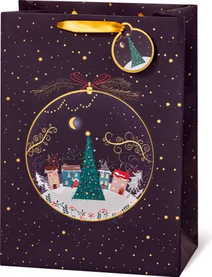 Produktbild von Geschenktaschen groß Weihnachten Winterstadt Tannenbaum Anhänger