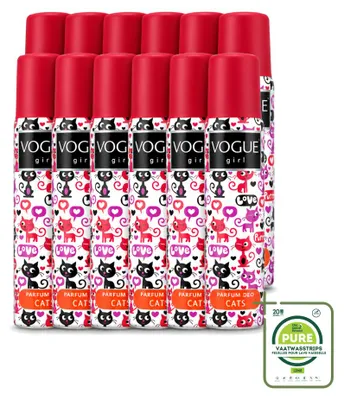 Productafbeelding van 12 x Vogue Girl Cats Deodorant - Witte Chocolade en Jasmijn - 100 ml - Grote verpakking - 12 stuks