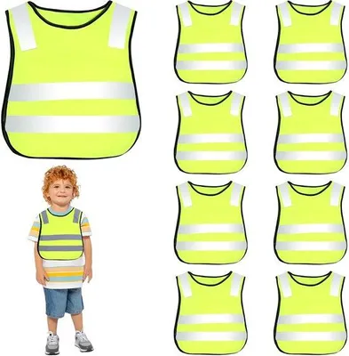 Productafbeelding van Waarschuwingsvesten Kinderen 8 Stuks, Reflectorvest Veiligheidsvest voor Kinderen, Beschermend Kinderwaarschuwingsvest voor Wegverkeer