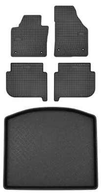 Zdjęcie produktu dla Dywaniki gumowe + mata bagażnika do Volkswagen Touran I 2004-2010 – czarne, dopasowane – Wielganizator SolidPRO