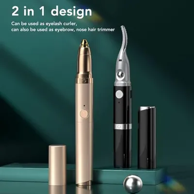 Produktbild von Erhitzte Wimpern-Helller, 2-in-1 wiederaufladbare elektrische Schnelle Trimmbauer Augenbrauen Nasenhaar, Antiburn-Schutz, 24 Stunden langlebig anhalte