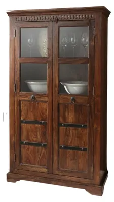 Produktbild von BOMBAY Vitrine mit Holz- und Glastüren, 3 Einlegeböden